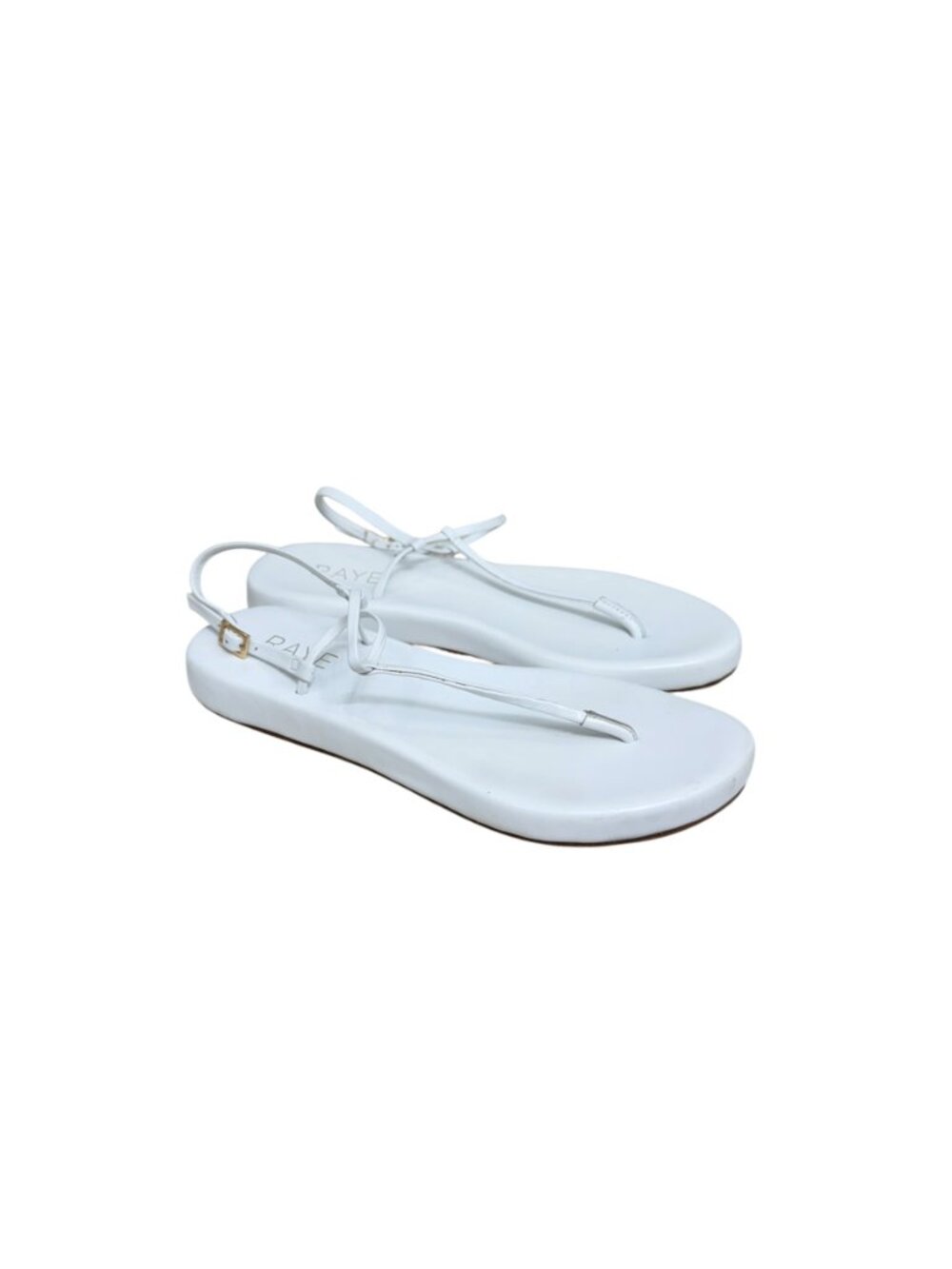 Raye Leather Minimalist T-strap White Women's Sandals Size 8